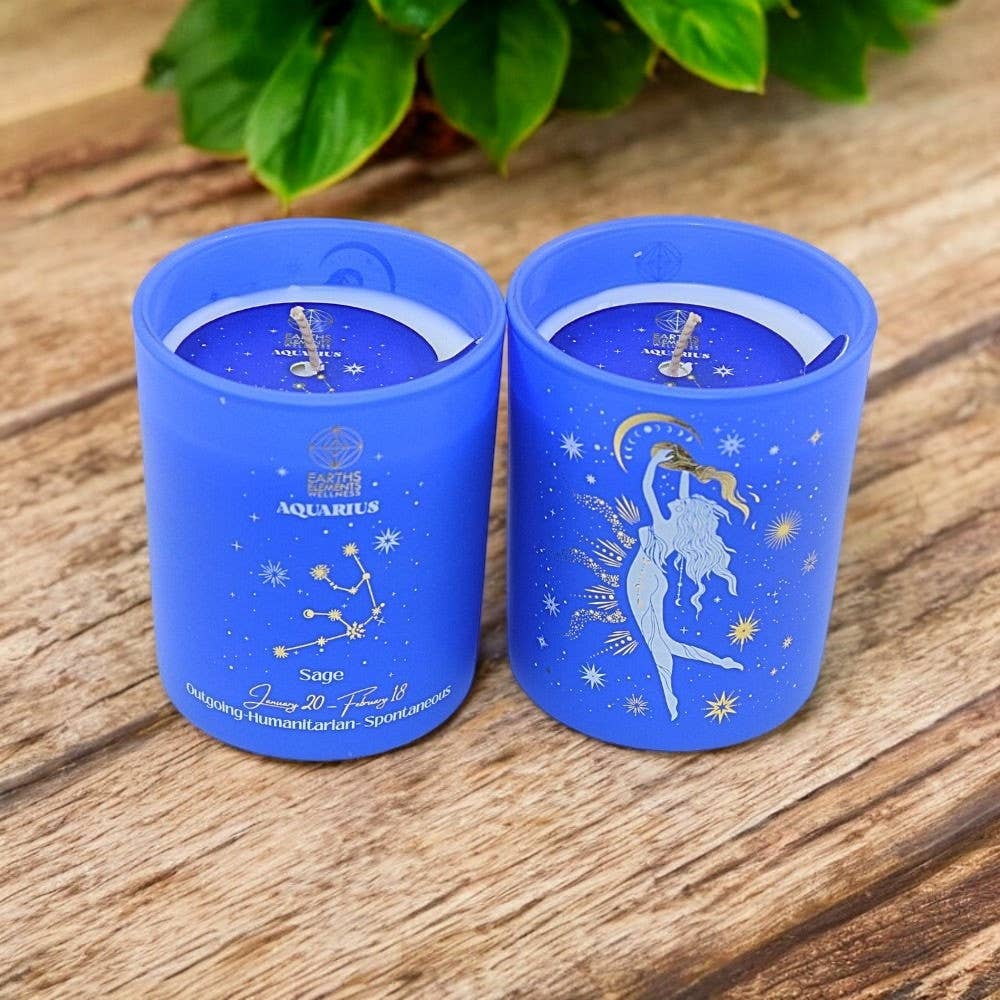 Earths Elements Wholesale - Wholesale Jar/Filled Candle - Zodiac Candle, Aquarius - pack of 60