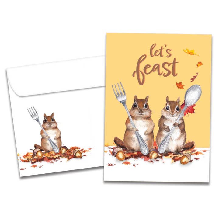 Hungry Chipmunks Thanksgiving SKU 22353 for wholesale by Tree-Free Greetings