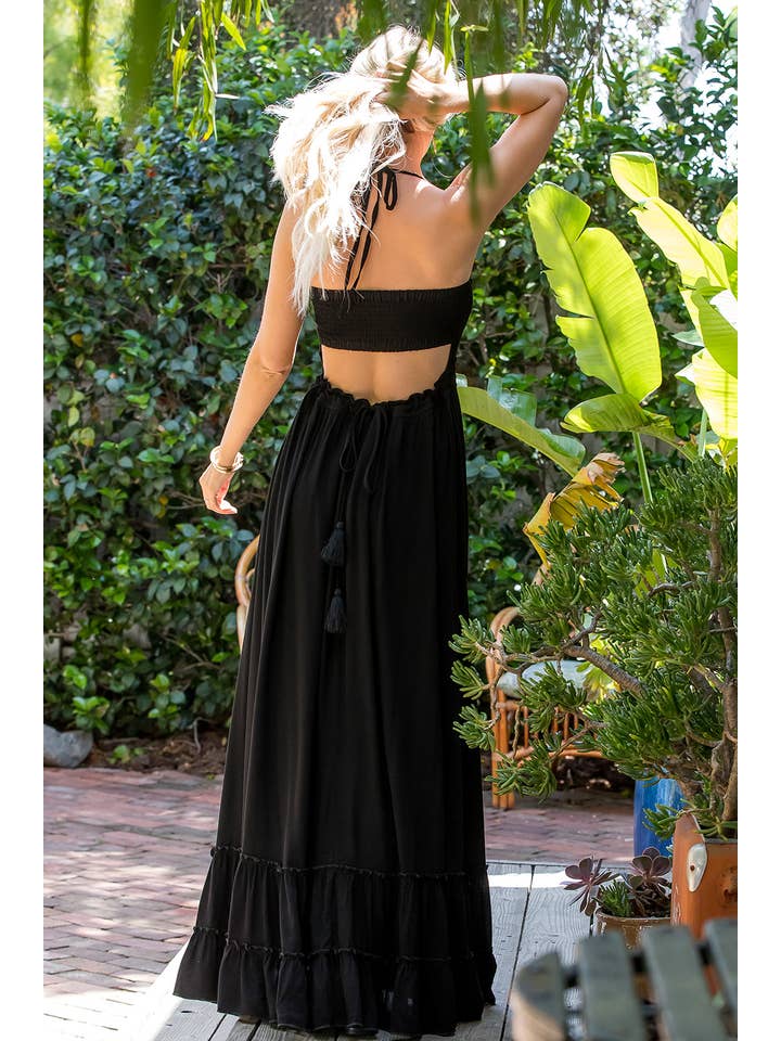 Sweet Lovely by Jen – Großhandel Kleid – Damen – MAXIKLEID MIT RÜCKENAUSSCHNITT UND GESMOKTEM STUFENROCK7