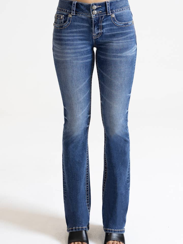 M3636B95V- 32" midrise bootcut jeans for wholesale by Miss Me