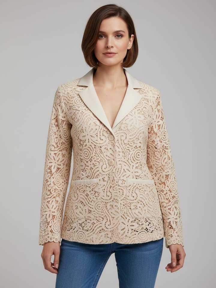 STRUKTURIERTE SPITZENJACKE - BARBARA B. - Hergestellt in Italien für den Großhandel von JASMINE & CO. SRL