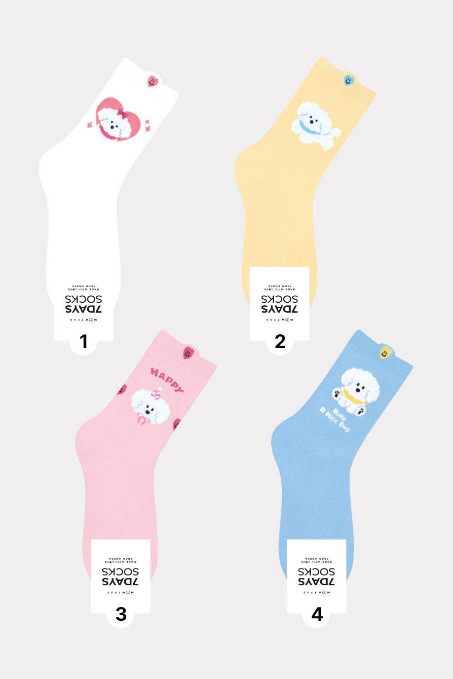 7DAYSSOCKS - Wholesale Socks - Women's - Women's Crew Puppy's Diary Socks - Made in Korea4