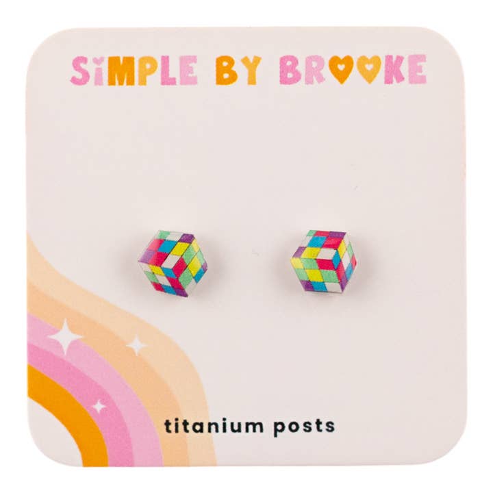SimplebyBrooke - Wholesale Stud/Post Earrings - Rubik Cube Earrings