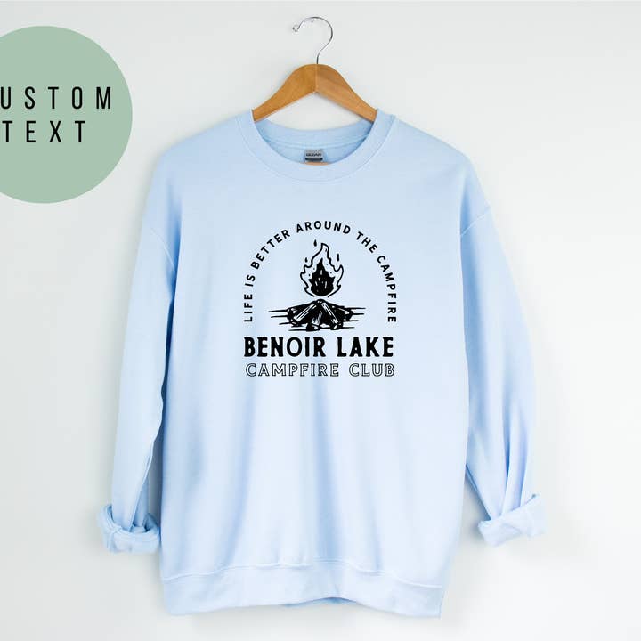 Custom Crewneck Sweater - Campfire Club Camping Sweater! for wholesale by Haliburton Lake Wear