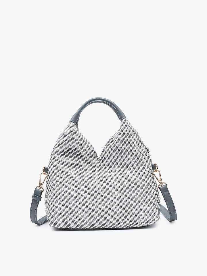M2430 Cecily Striped Woven Hobo w/ Dual Handles for wholesale by Jen & Co.