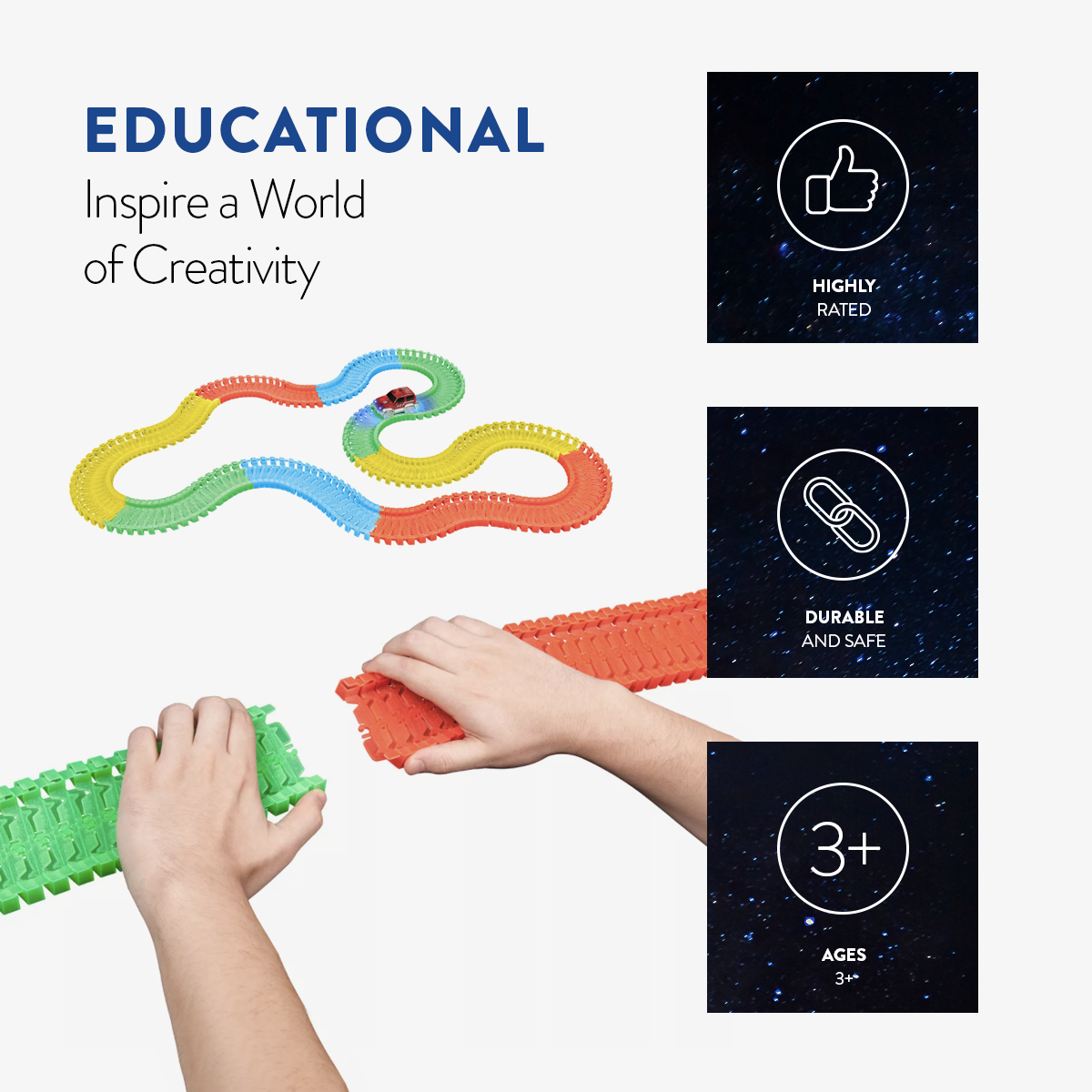 World Tech Toys - Wholesale Toy Set - Kids - Galaxy Flex-Track 220 PC Glow Track Electric LED Light Car2