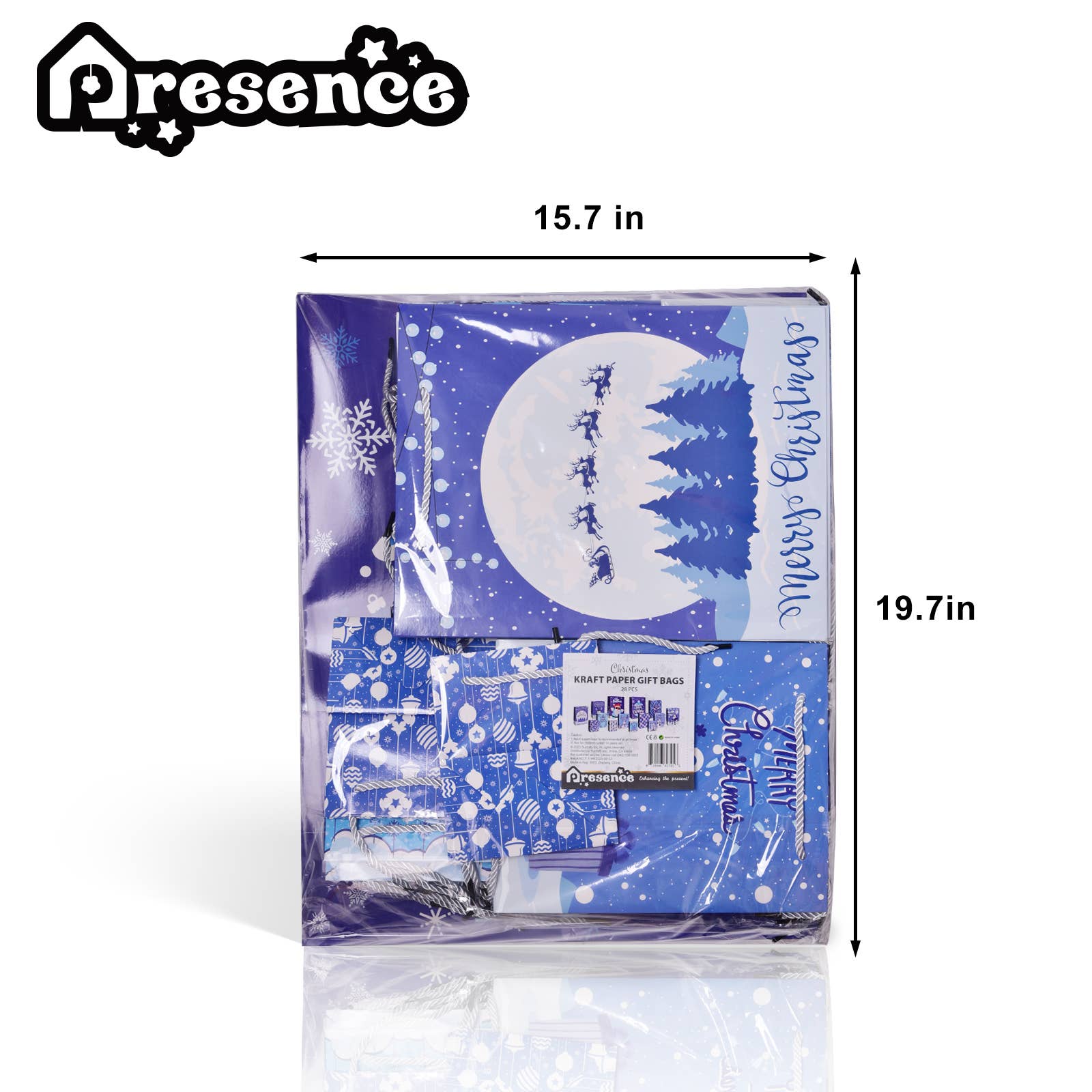 Presence - Wholesale Gift Bag Set/Pack - 28PCS Blue & White Christmas Gift Bags4