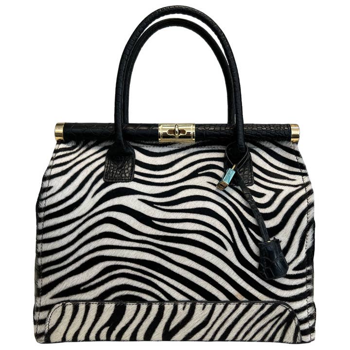 MODARNO – Engroshandel Taske med håndtag – til kvinder – Ægte håndtaske i kokoslæder med ægte ponyhår - model Firenze5