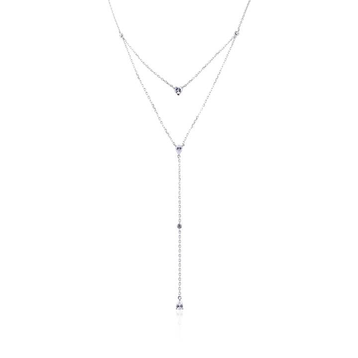 Heart necklace with double pear effect for wholesale by ELLA JEWELS PARIS