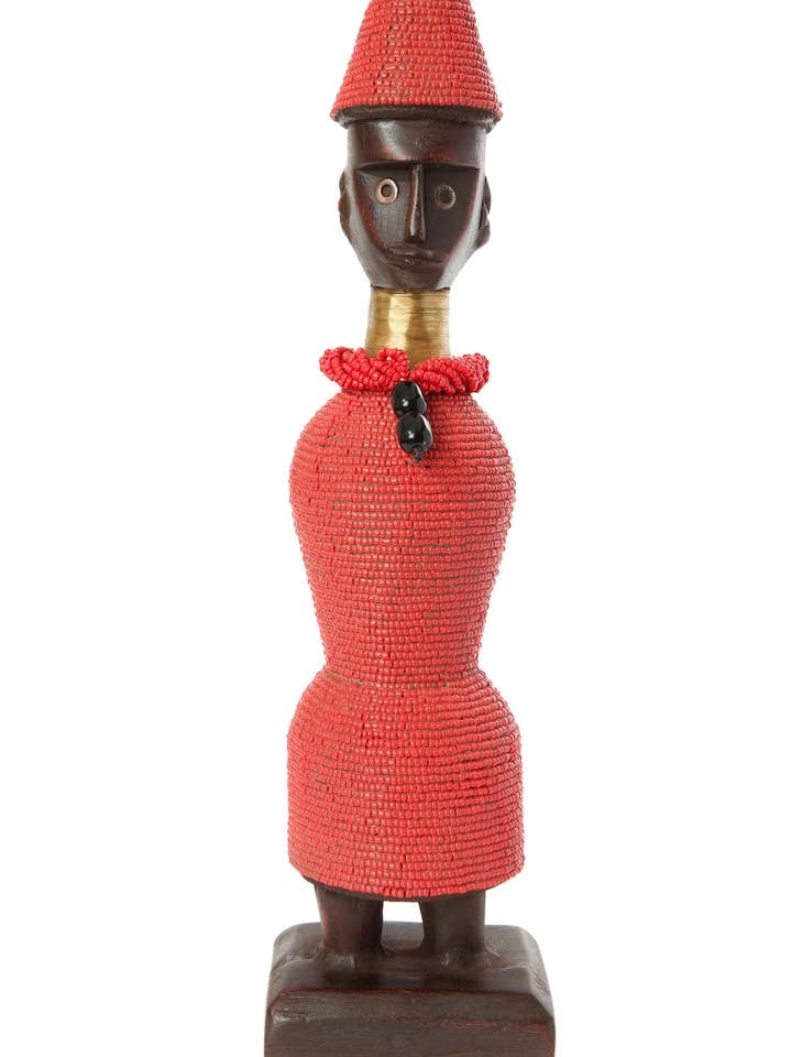 14" Beaded Namji Doll with Necklace and Hat for wholesale by Swahili | AFRICAN MODERN