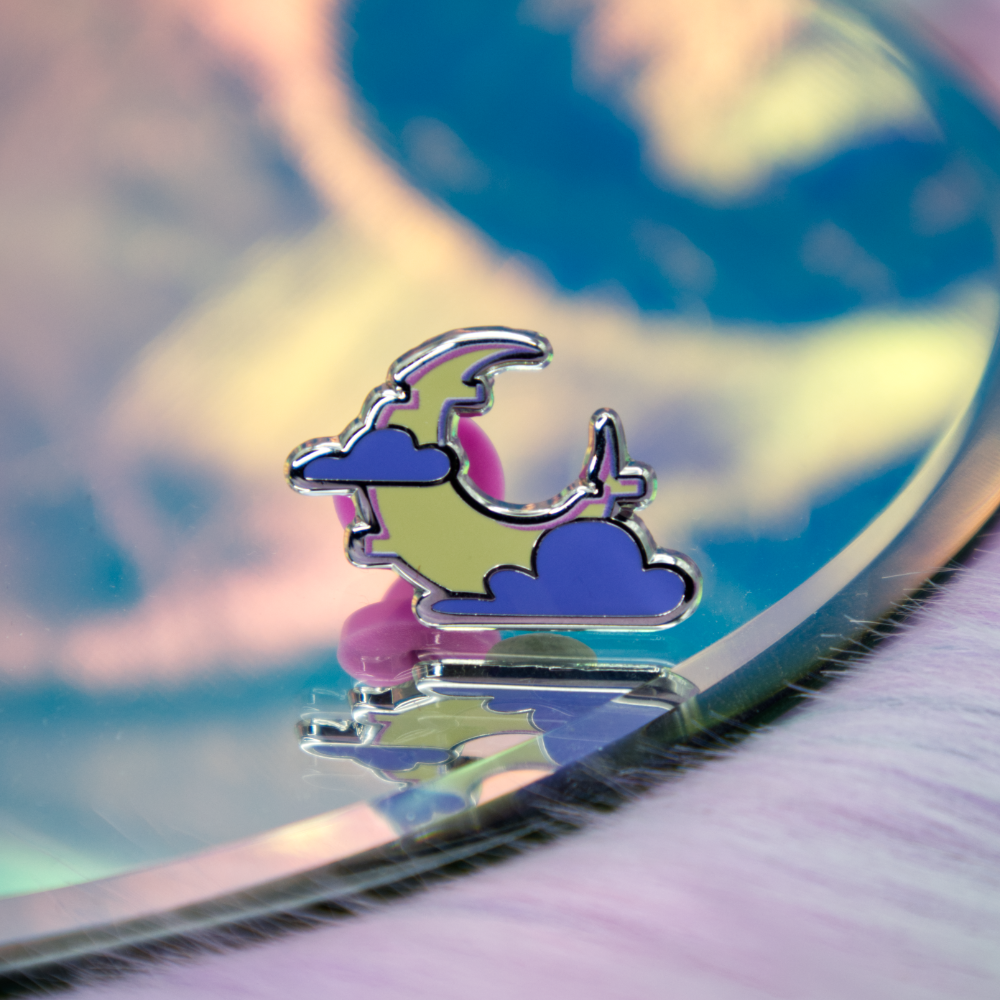 Glitchberry - Wholesale Lapel Pin/Button - Mini Moon Vaporwave Enamel Pin4