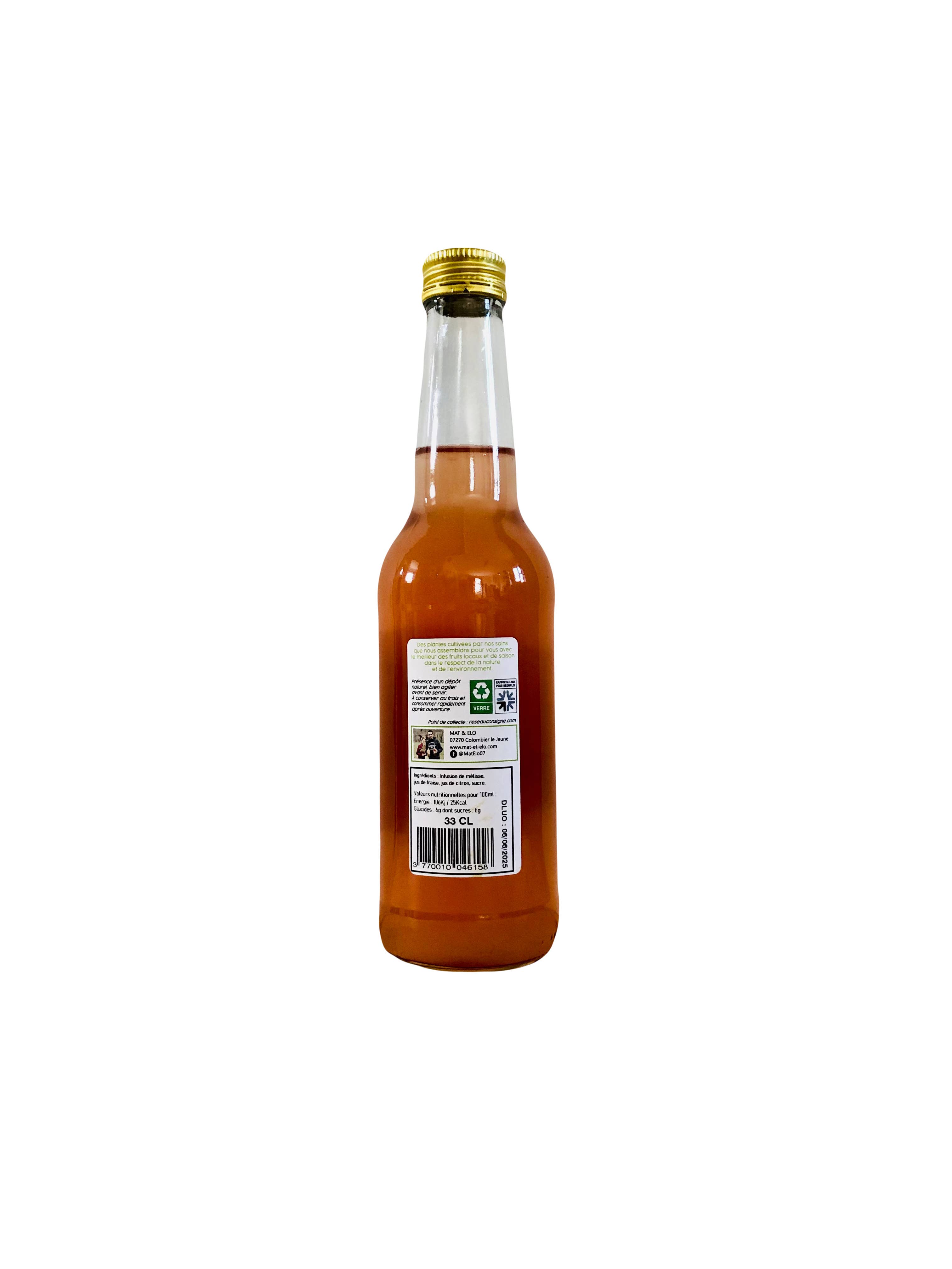 Mat & elo - Wholesale Non-Alcoholic Aperitif/Mocktail - 33cl - Melissa and Strawberry Drink3