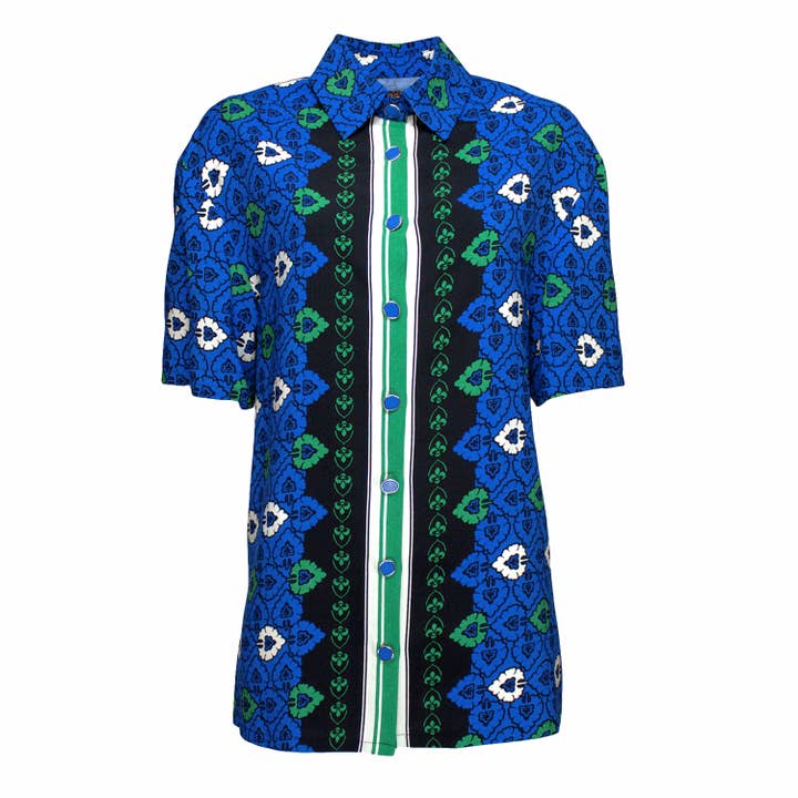 Abstract Print Viscose Short Sleeves Shirt & White Crop Top for wholesale by Lalipop Design