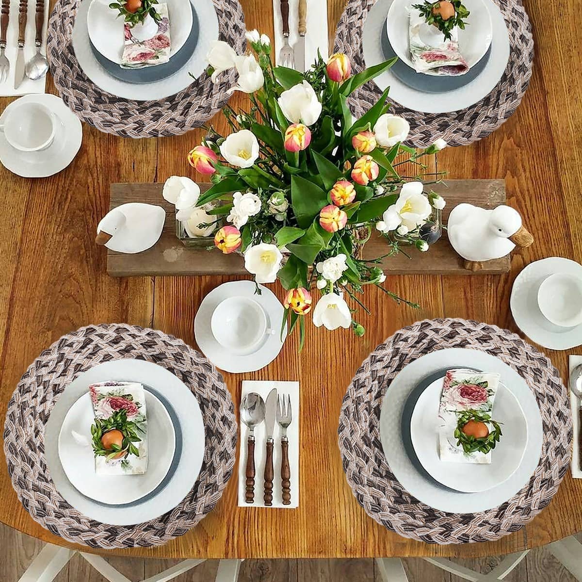 BEIGE/MARRON Sets de 6 sets de table ronds en PVC en vente sur Faire4