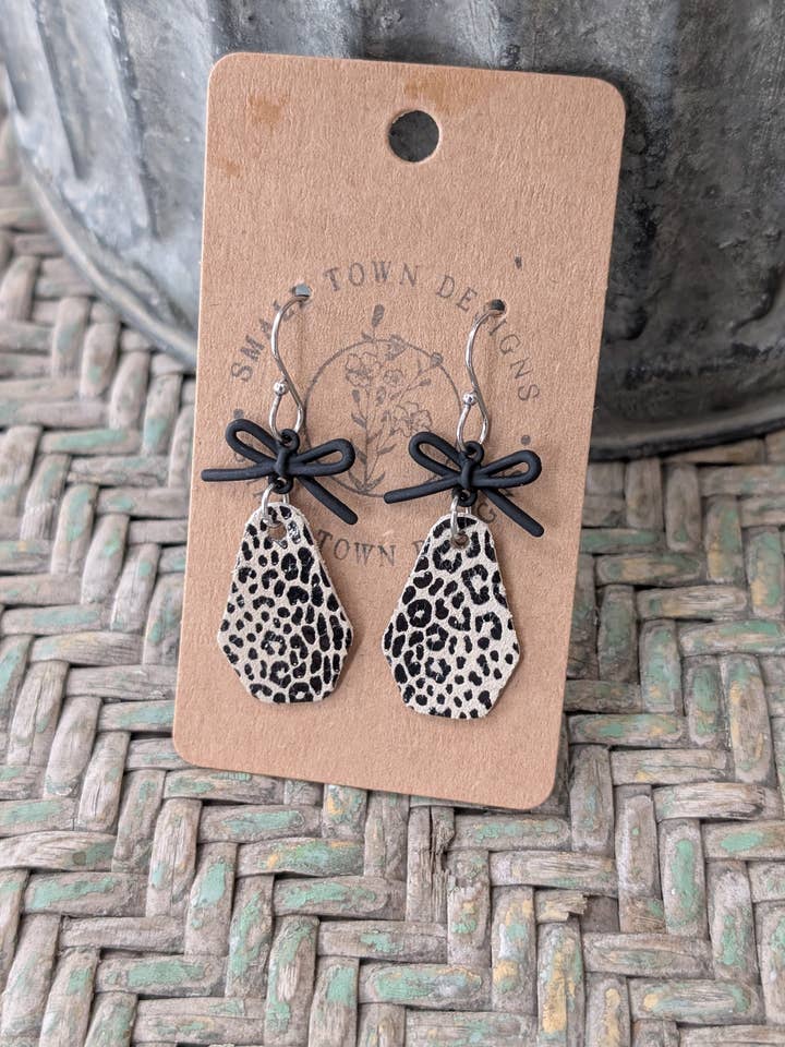 Jungle Leopard Bow Dangles for wholesale by Small Town Designs