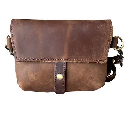 Roma Leathers, Inc. - Wholesale Crossbody Bag - Women's - W022S crazy horse genuine leather crossbody