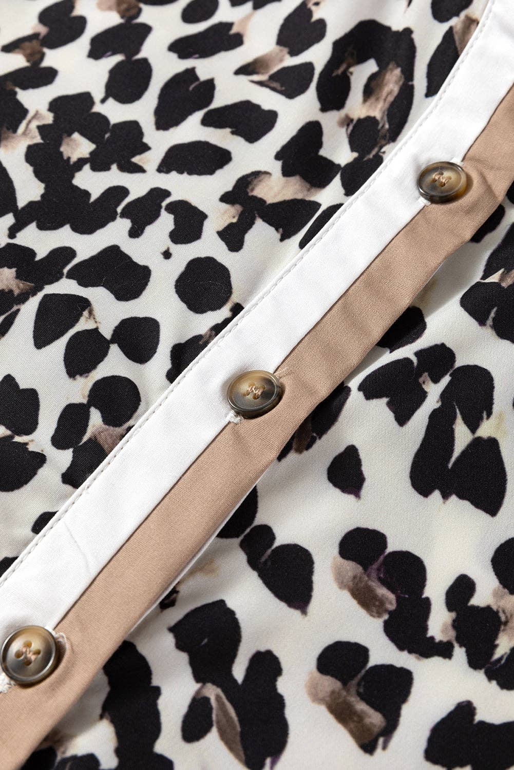 Multicolour Button Striped Collar Leopard Print Long Sleeve Flared Dress for wholesale on Faire5