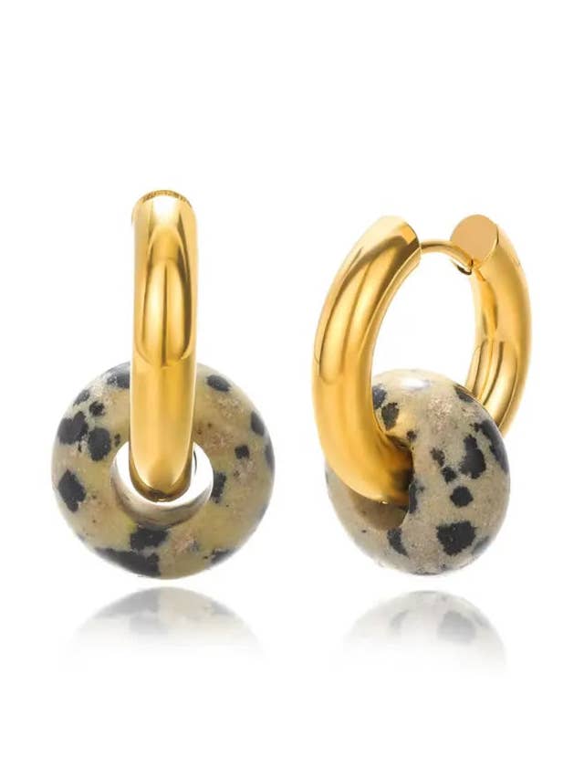 Astrid Hoop Earrings with Pebble Stone Bead for wholesale by Greenwood Designs