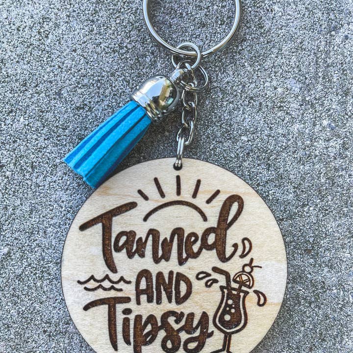 Meraki Sisters Boutique - Wholesale Keychain - Women's - Tanned & Tipsy Key Chain with Tassel