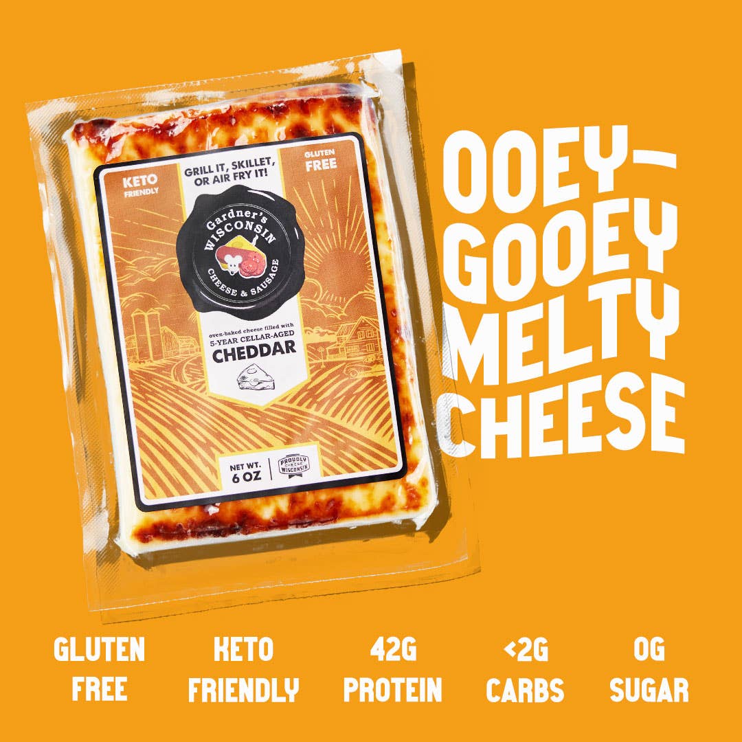Gardner's Wisconsin Cheese and Sausage - Wholesale Cheese - Oven-Baked Cheese filled with 5-Year-Aged Cheddar2