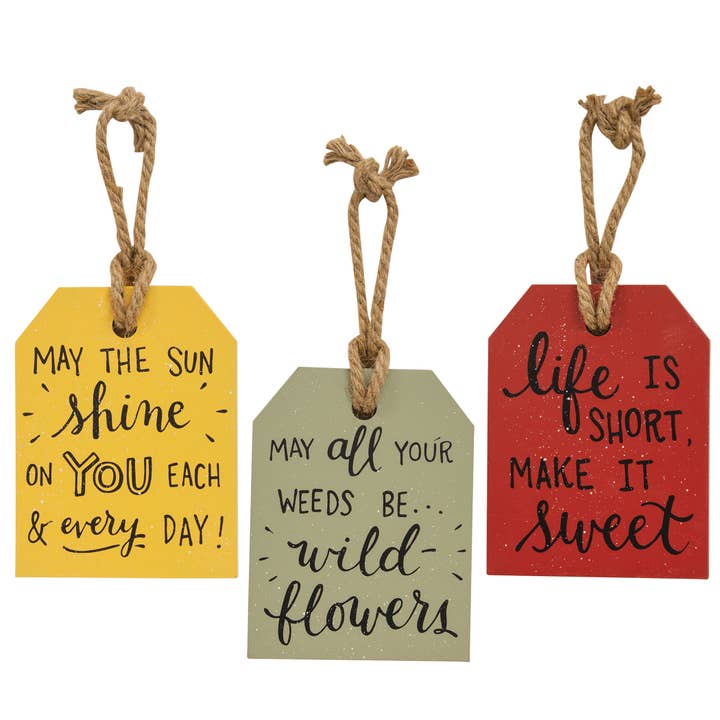 Life Is Short Wooden Tag, 3 Assorted for wholesale by The Hearthside Collection