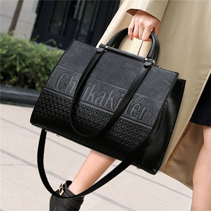 Minimalist Embossed Large Capacity Shoulder Handbag for wholesale by Mirazshoes WholeSale