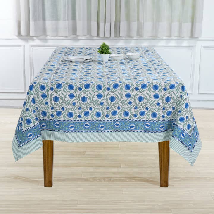 Fabricrush - Wholesale Tablecloth - Fabricrush New Queen Blue Tablecloth Indian Hand Block Print5