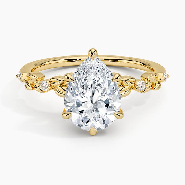 Vine Bloom Milgrain Pear Lab Grown Diamond Center Engagement Ring for wholesale by Caratina