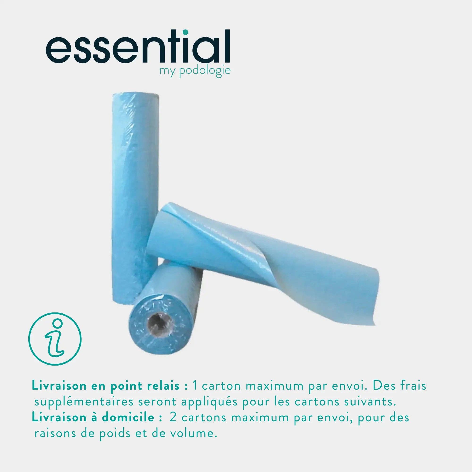 My Podologie - Wholesale Craft Supplies - 9 rolls of blue embossed plasticized examination sheets - 132 sheets - 50 x 38 cm0