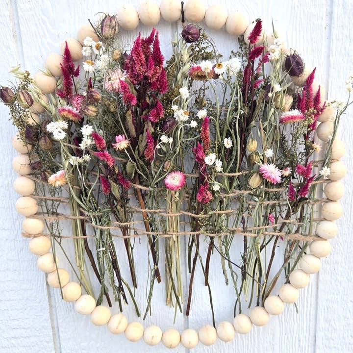 Wreath: Beads, Jute, Flowers for wholesale by Alissas Flower Farm