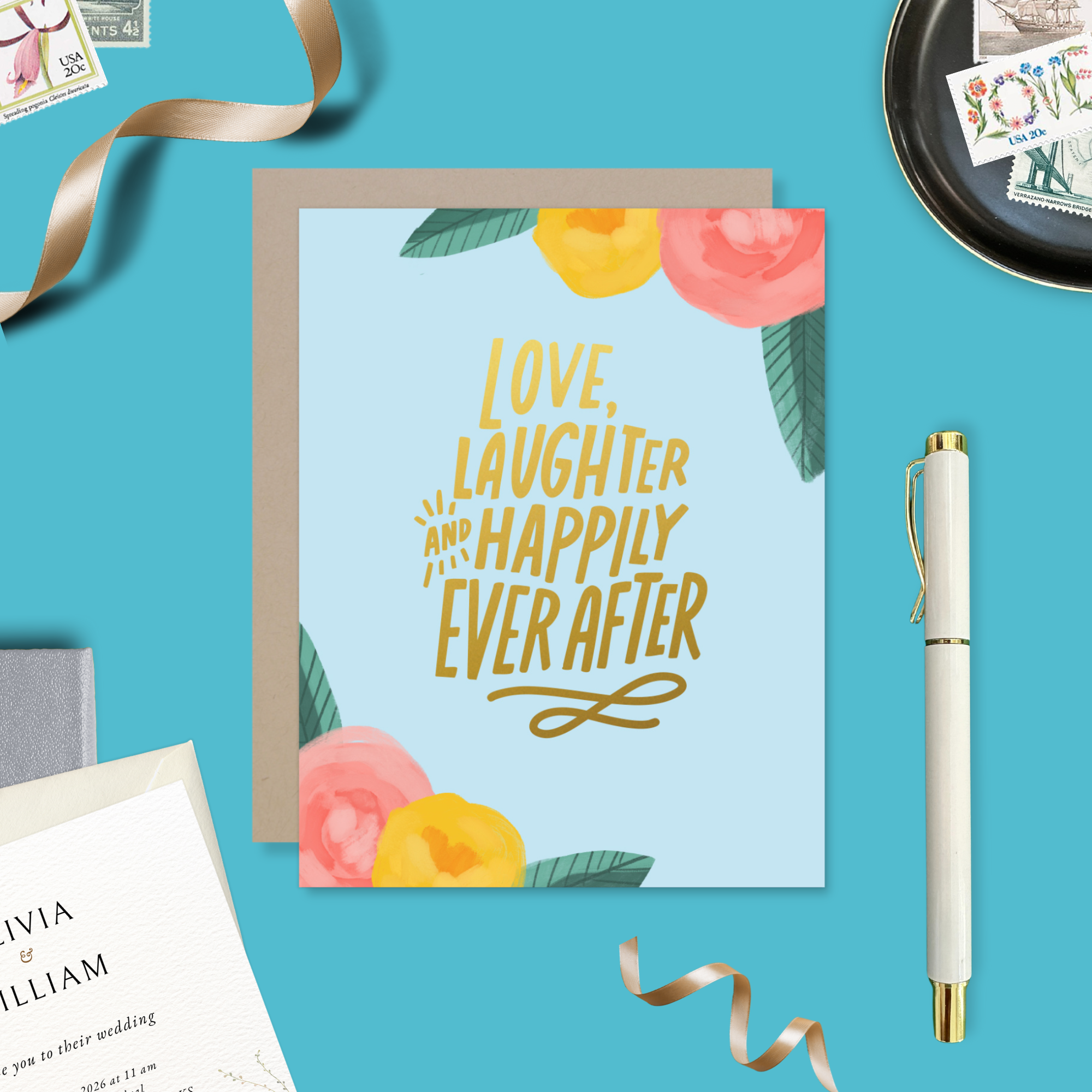 Barone and Co. – wholesale Bröllopskort – Kärlek Skratt Lyckligt Bröllopskort5