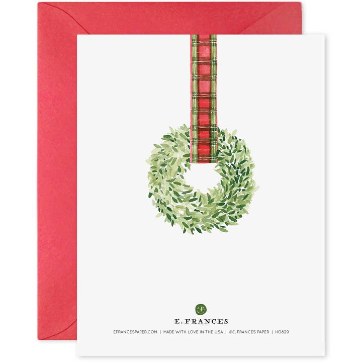 E. Frances Paper - Wholesale Christmas Card - Plaid Ribbon Wreath | Christmas Card