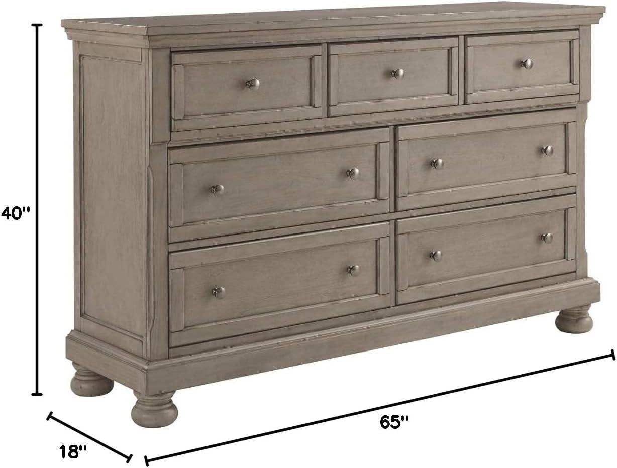 Lettner Modern Traditional 7 Drawer Dresser In Light Gray for wholesale on Faire2