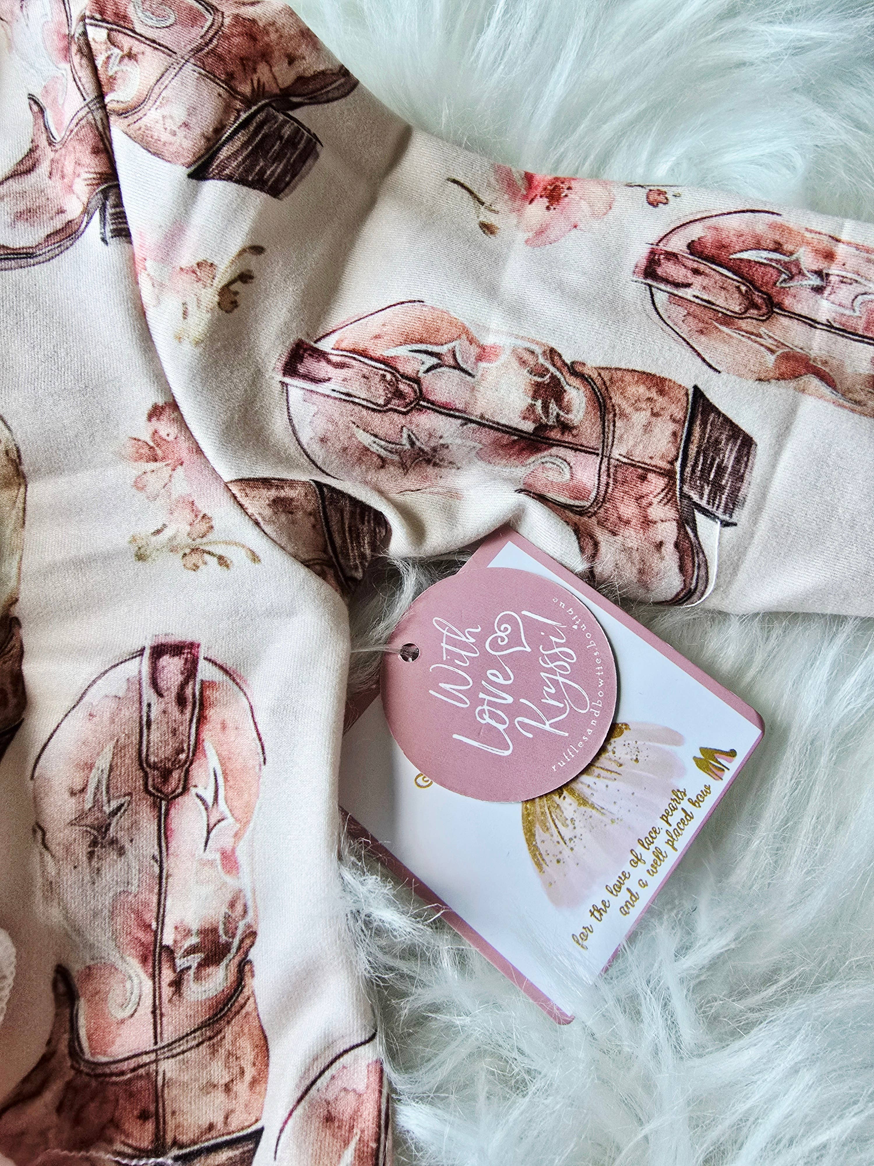 Rufflеѕ & Bоwtіеѕ - Affordable Boys & Girls Clothing - Wholesale Sleepsuit - Baby - Baby Girls Sleepers Jumpsuit - Western Cowboy Boots 3