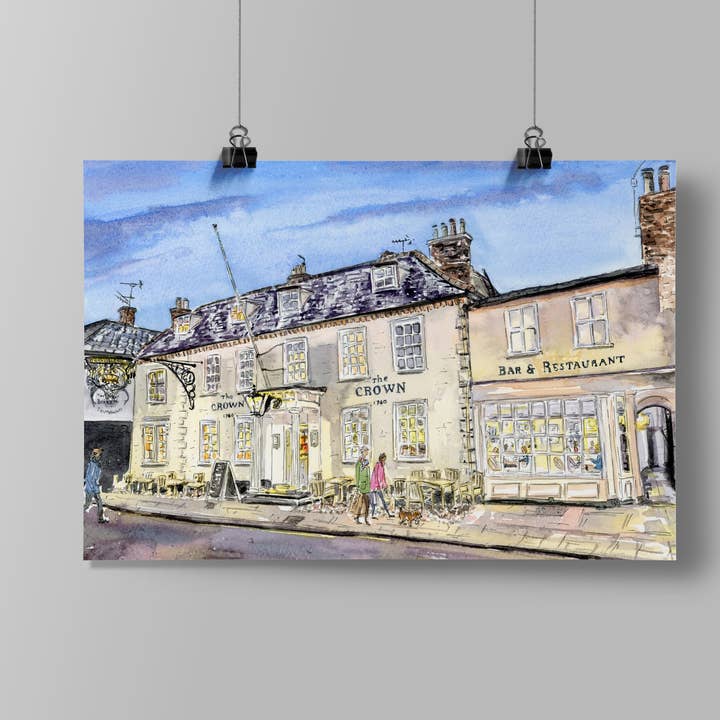 Southwold Crown Pub, Adnams Aquarelprint voor wholesale door Jessica Kendrew Fine Art