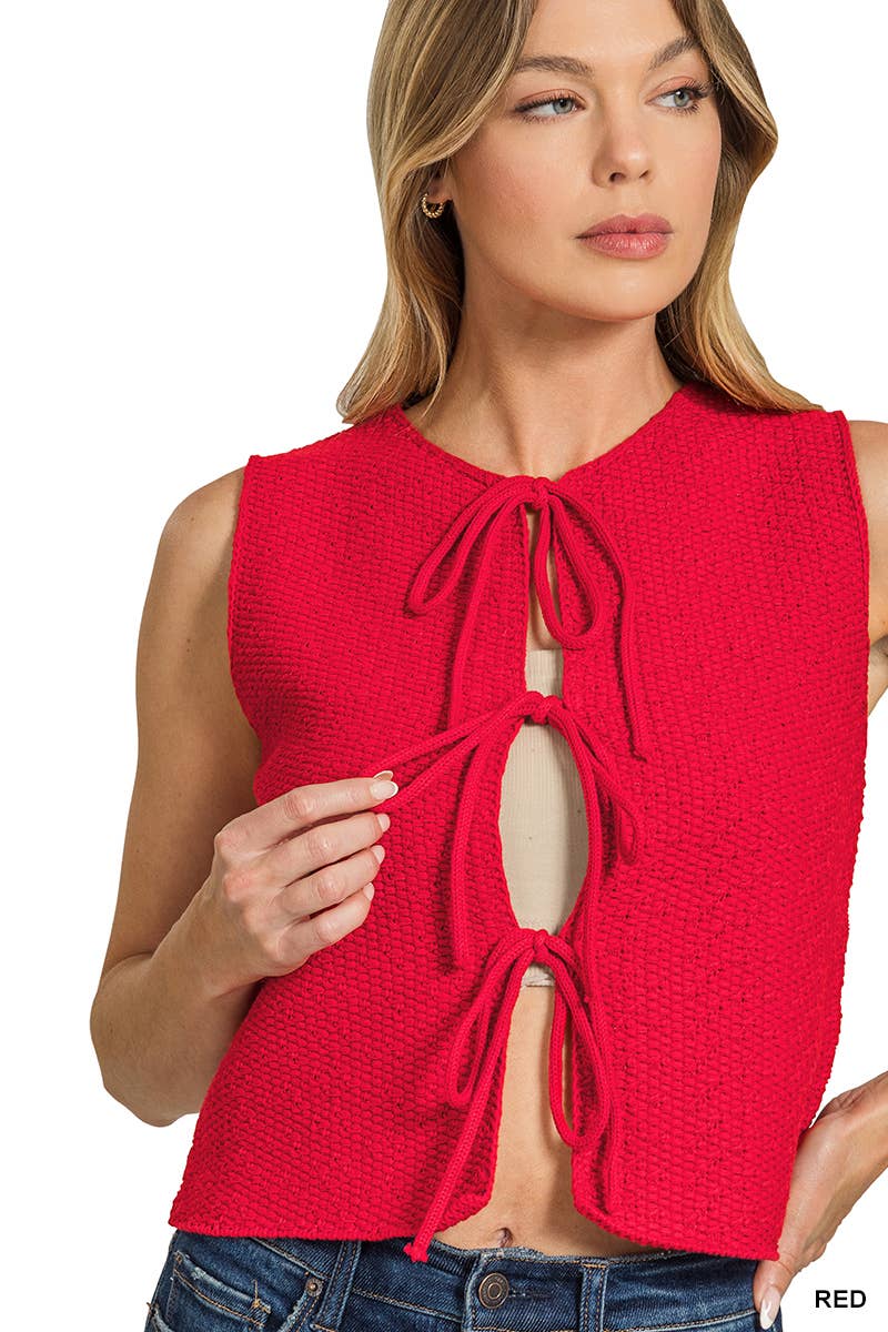 42POPS - Wholesale Outerwear Vest - Women's - .._ 0811 Tie Front Sweater Vest SI-283726