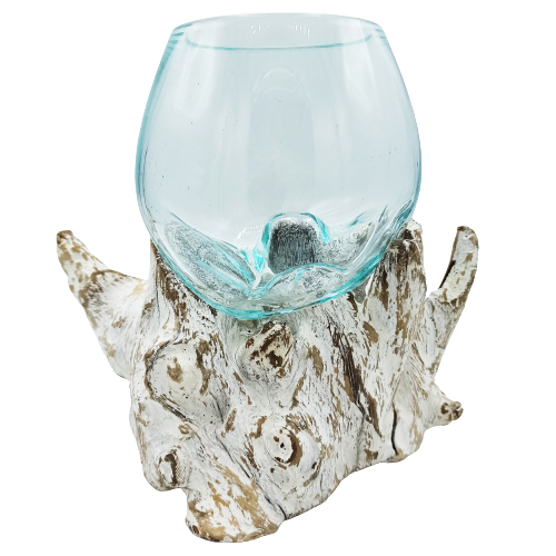 Ancient Wisdom - Wholesale Vase - Molten Glass on Whitewash Wood Medium Vase1