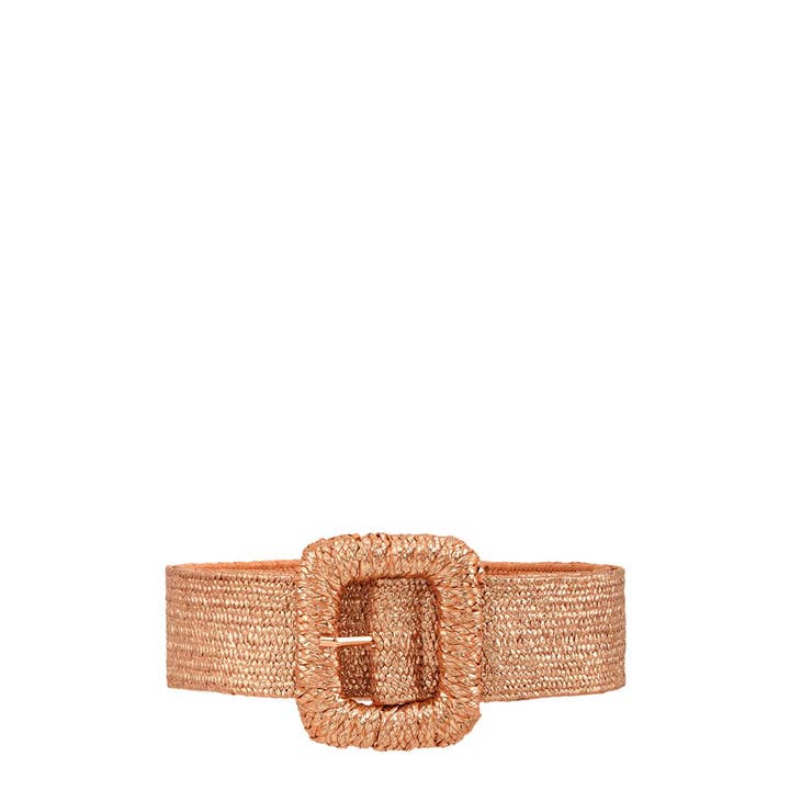 anbfashion – Großhandel Gürtel – Damen – Strohgürtel für Damen mit quadratischer Schnalle in Metallic-Optik3