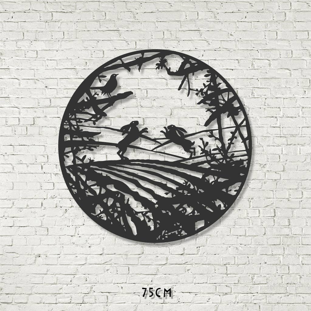 RAL 8019_Gris oscuro Decoración mural - Liebres boxeando en un campo de venta al por mayor en Faire5