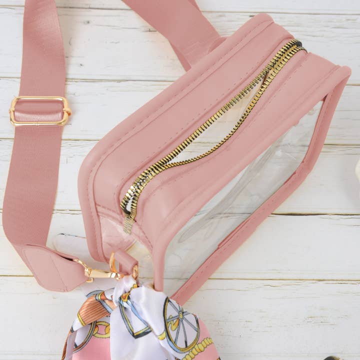 AK Brand - Wholesale Crossbody Bag - Women's - Women's Chic Transparent Crossbody & Messenger Bags with Decorative Scarf11