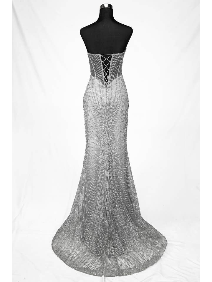 Chicas - Wholesale Gown - Women's - Long sparkling mermaid dress with hanging jewels CF00121