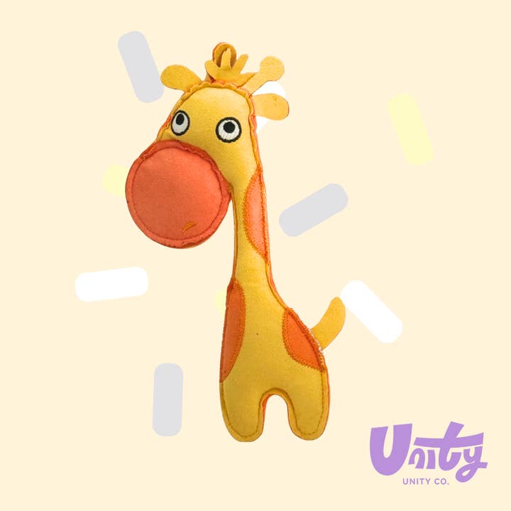 Giocattolo per cani in pelle scamosciata a forma di giraffa. per la vendita all'ingrosso da parte di Unity Co