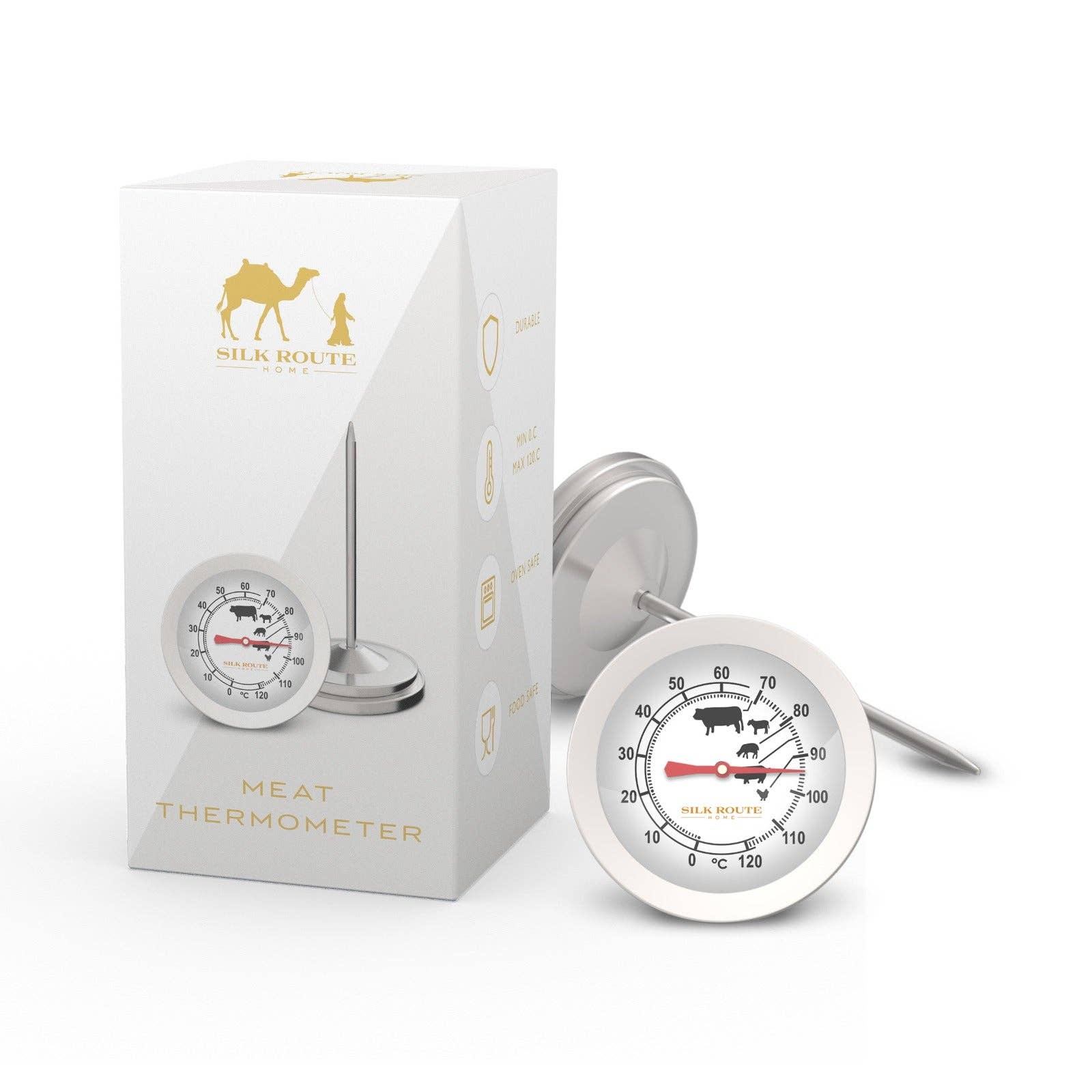 Silk Route Spice Company – wholesale Thermometer – Stainless Steel Meat Thermometer Probe0