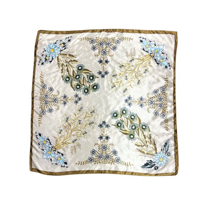 Lili Scarves - Wholesale Scarf - Women's - Multi-floral Pattern Silk Touch Square Scarf