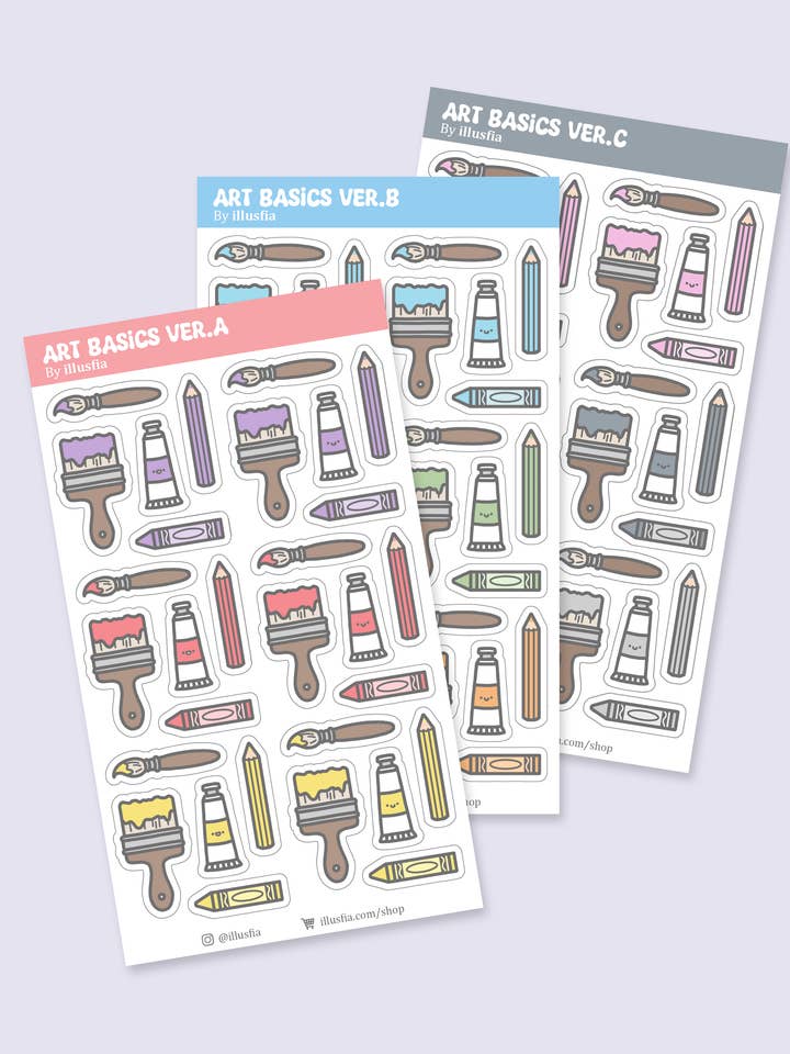 Art Basics Sticker Sheet for wholesale by illusfia
