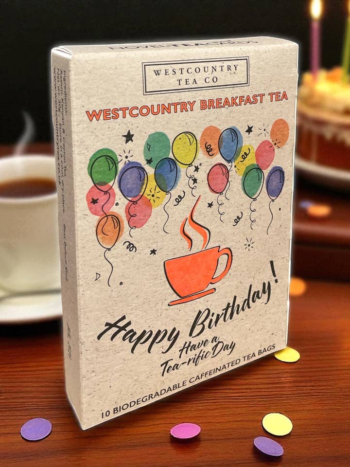 Westcountry Breakfast Tea Happy Birthday novelTEAcard Gift for wholesale by Westcountry Tea Co.