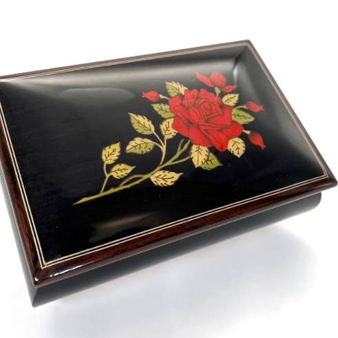 Music Box with Rose Inlay Design - 04RO for wholesale by Alice Sturzinger LLC