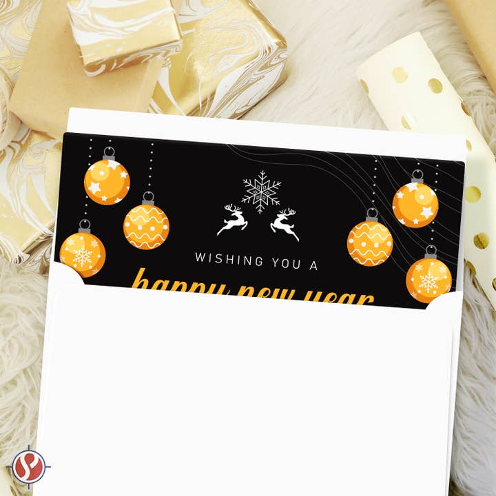 Fine Cardstock – Großhandel Neujahrskarten – Emoji-Feiertags-Grußkarten 2025 „Happy New Year“, 25er-Set