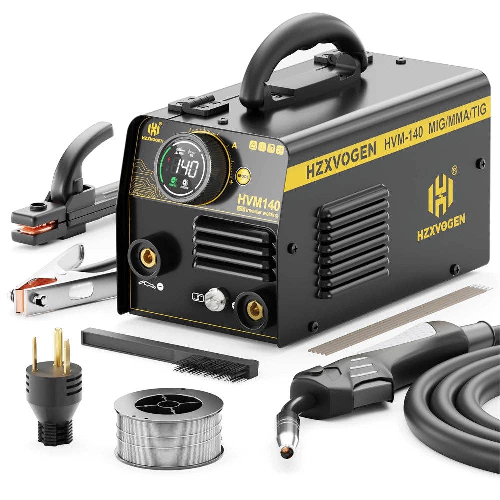 American Smart - Wholesale Kitchen Appliance - HZXVOGEN HVM140 3 in 1 Semi-Automatic Inverter Mig Welding Machine MMA/Gasless MIG/Lift TIG IGBT Non Gas Welder Synergy Tool1