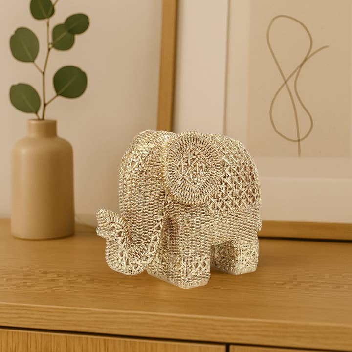 Original Source - Wholesale Decorative Figurine - Woven Finish Elephant – Resin1